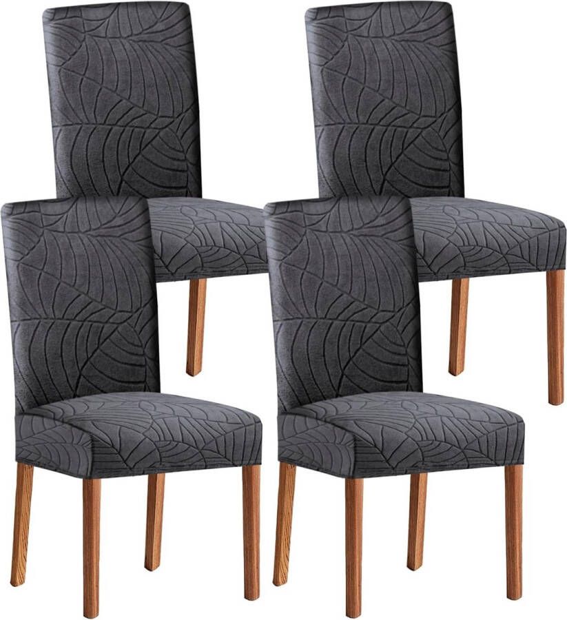 Stretch set van 2 4 of 6 waterdichte eetkamerstoelhoezen voor eetkamer verwijderbare en wasbare stoelbeschermers stoelhoezen voor hotel bruiloft keuken (grijs 1 4 stuks)