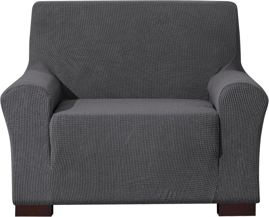 Stretch Sofa hoes Jacquard Sofahoezen voor 1-zits Fauteuil (Donkergrijs 85-115 cm)