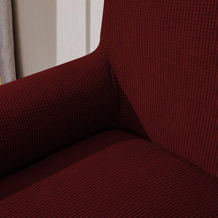 Stretch Sofa hoes Sofahoezen Jacquard Sofahoezen voor bank fauteuil 1-zits (Wijnrood 85-115 cm)