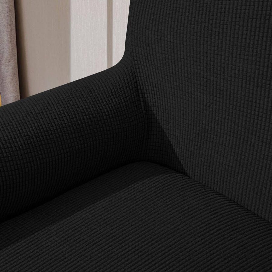 Stretch Sofa hoes Sofahoezen Jacquard Sofahoezen voor bank fauteuil 1-zits（Zwart 85-115 cm）