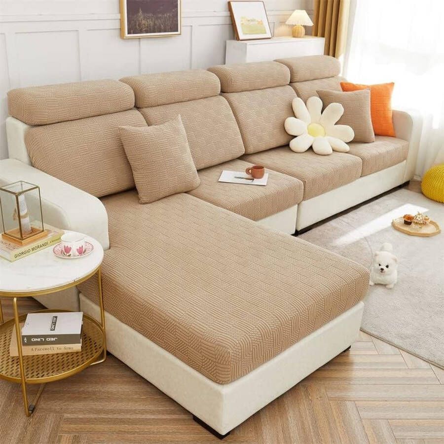 Stretch Sofa Seat Cushion Cover Upgraded Spandex Non-Slip Sofa Seat Cover Sofa Cover Couch Cover for Sofa Seat Cushion (Khaki 1-Seater for Length 65-95 cm)