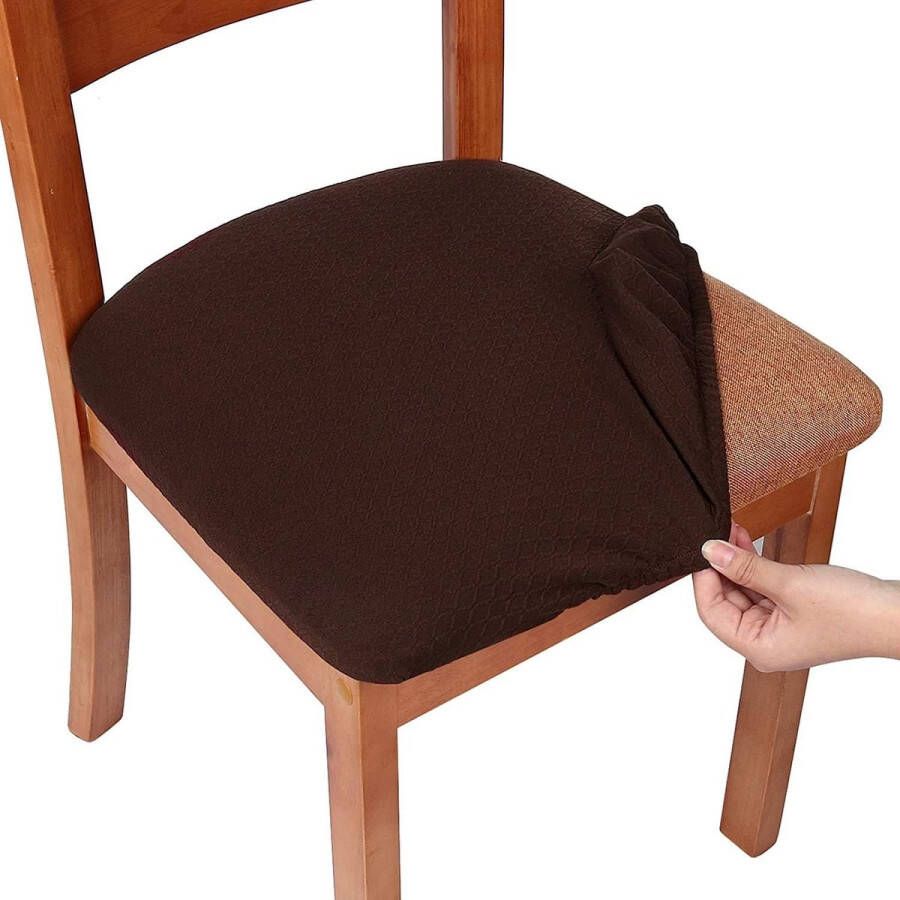 Stretch Spandex Jacquard eetkamerstoel stoelhoezen uitneembare wasbare anti-stof eetkamerstoel zitkussen hoezen 6-delige set grijs