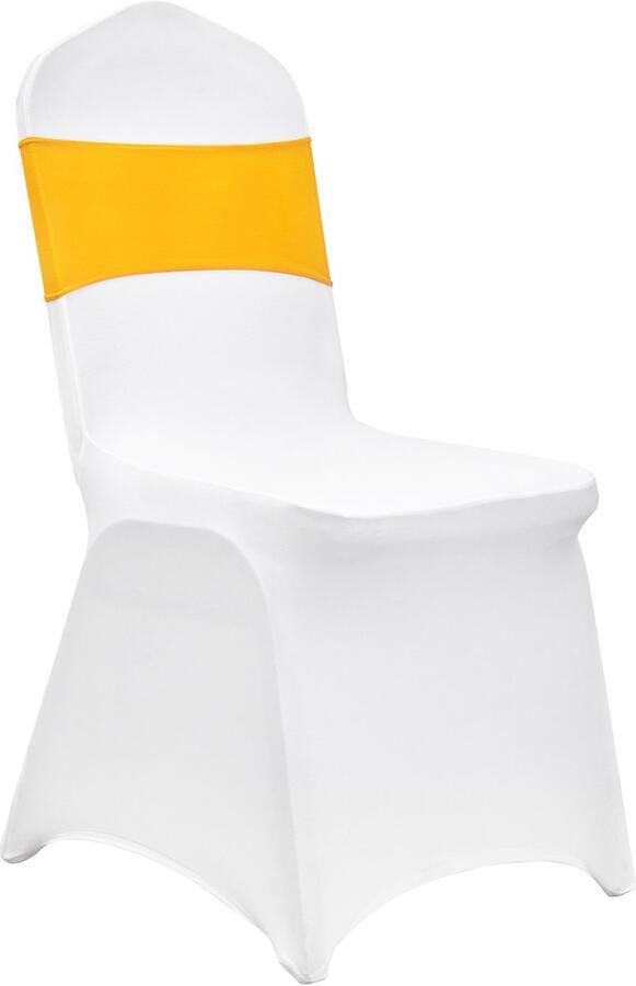 Stretch spandex stoel sjerpen stoelhoezen met ronde gesp. Elastische stoelriemen. 100 stuks goudgeel voor stoelversiering voor bruiloften feestdagen en partijen (100 stuks goudgeel)