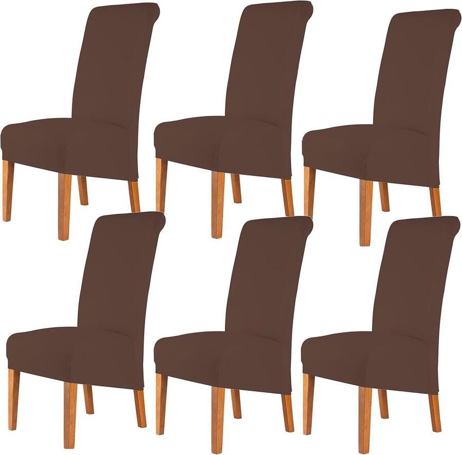 Stretch Spandex Stoelhoezen Set van 6 Wasbare Hoge Rugstoelhoezen voor Eetkamer en Keuken