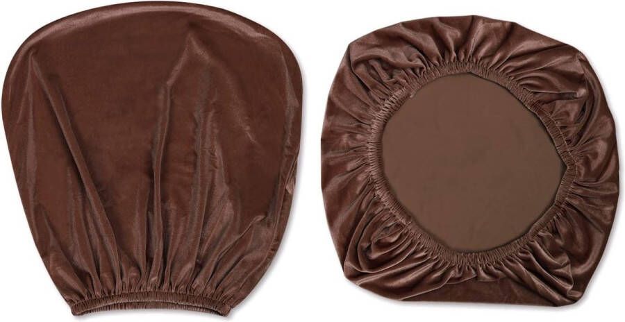 Stretch spandex-stoelhoezen van fluweel 37-50 cm bureau-draaistoelhoezen voor thuis eetkamer bar bruiloft feest decoratie stoelhoes + rugleuning (bruin)