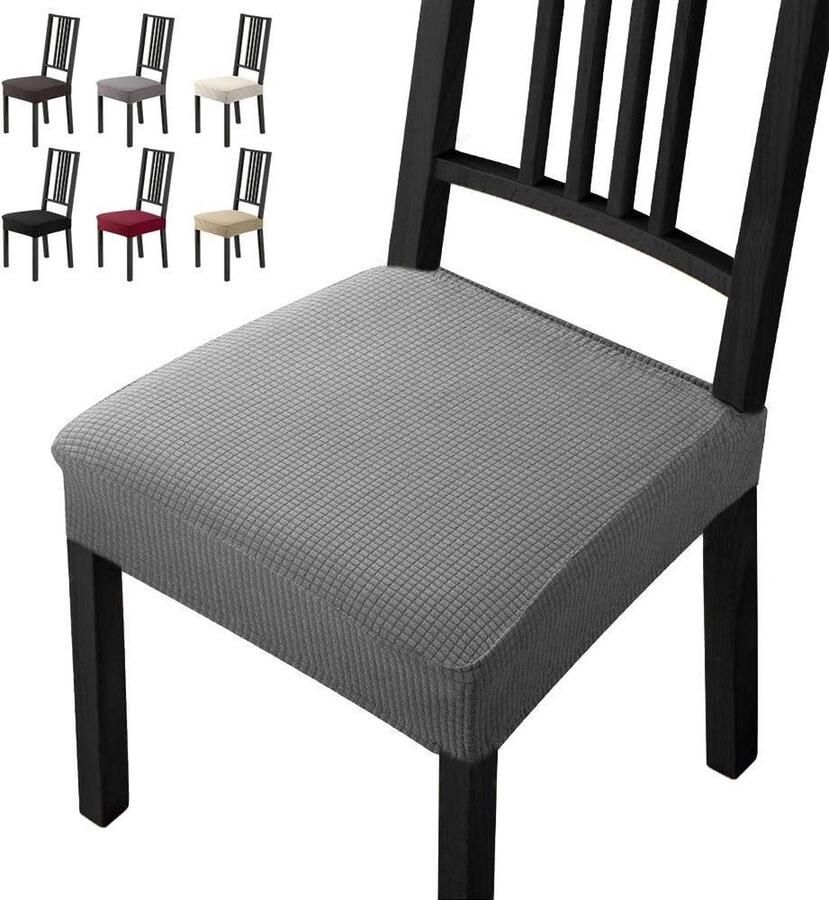 Stretch Stoel Hoezen Jacquard Eetstoel Slipcovers 4 stuks Grijs Spandex