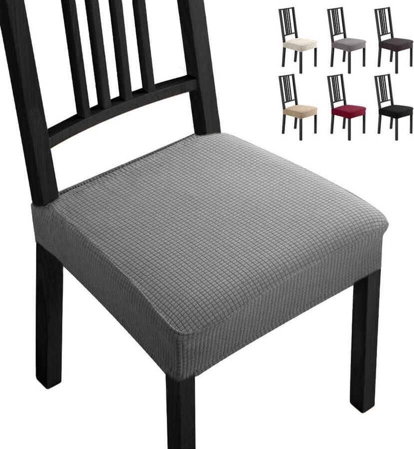 Stretch Stoel Hoezen voor Eetstoelen Verwijderbare en Wasbare Slipcovers (4 Stuks Grijs)