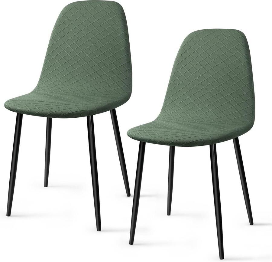 Stretch Stoelhoes 2 Stuks Jacquard Eetstoelhoezen Universele Elastische Stoelhoezen Armloze Stoelbekleding Afneembare Wasbare Stoelhoes voor Thuis Hotel Restaurant Feest (Groen 2 Stuks)-KL - Foto 2