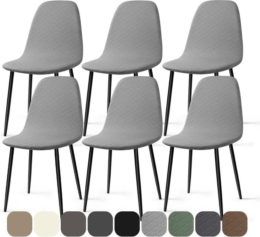 Stretch Stoelhoes 2 Stuks Jacquard Eetstoelhoezen Universele Elastische Stoelhoezen Armloze Stoelbekleding Afneembare Wasbare Stoelhoes voor Thuis Hotel Restaurant Feest (Lichtgrijs 2 Stuks)-KL