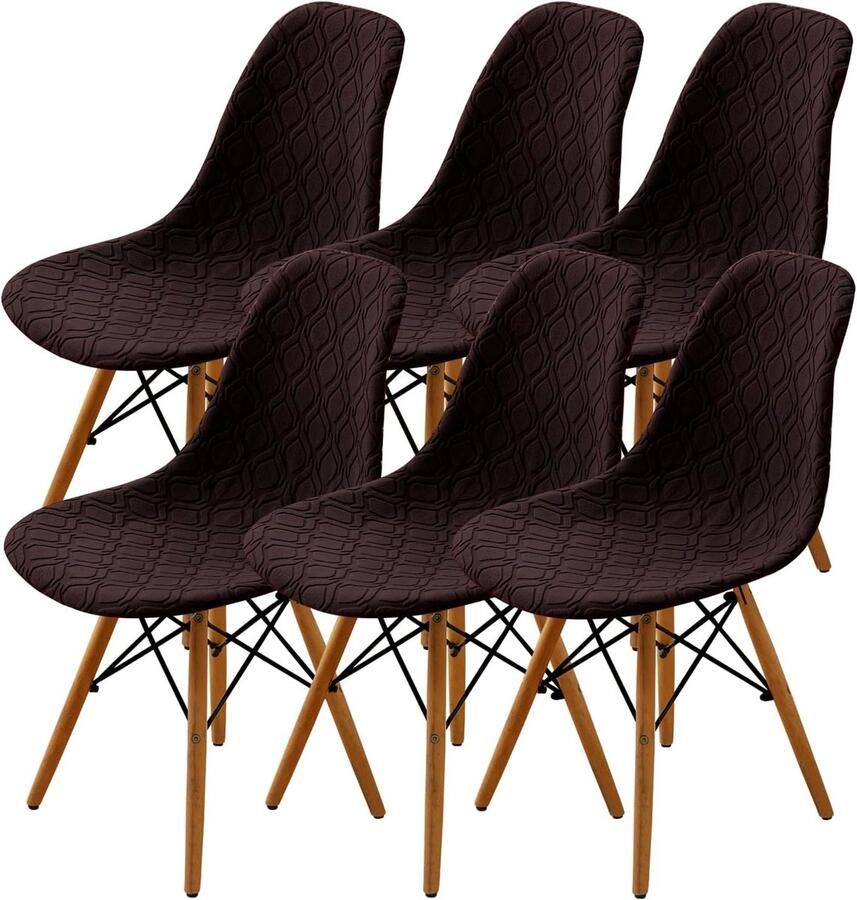 Stretch Stoelhoes Eetstoelhoezen Moderne Elastische Stoelhoes Set van 6 Verwijderbaar en Wasbaar Stoelbekleding voor Eetkamer (bruin set van 6)