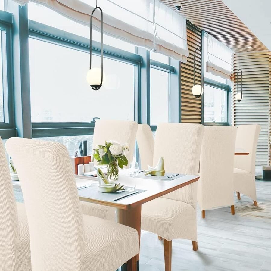 Stretch Stoelhoes Eetstoelhoezen XL Stoelhoezen voor Eetkamerstoel Verwijderbare Wasbare Stoelhoezen voor thuis restaurant hotel Decor (2 Stuks Crème)-XL