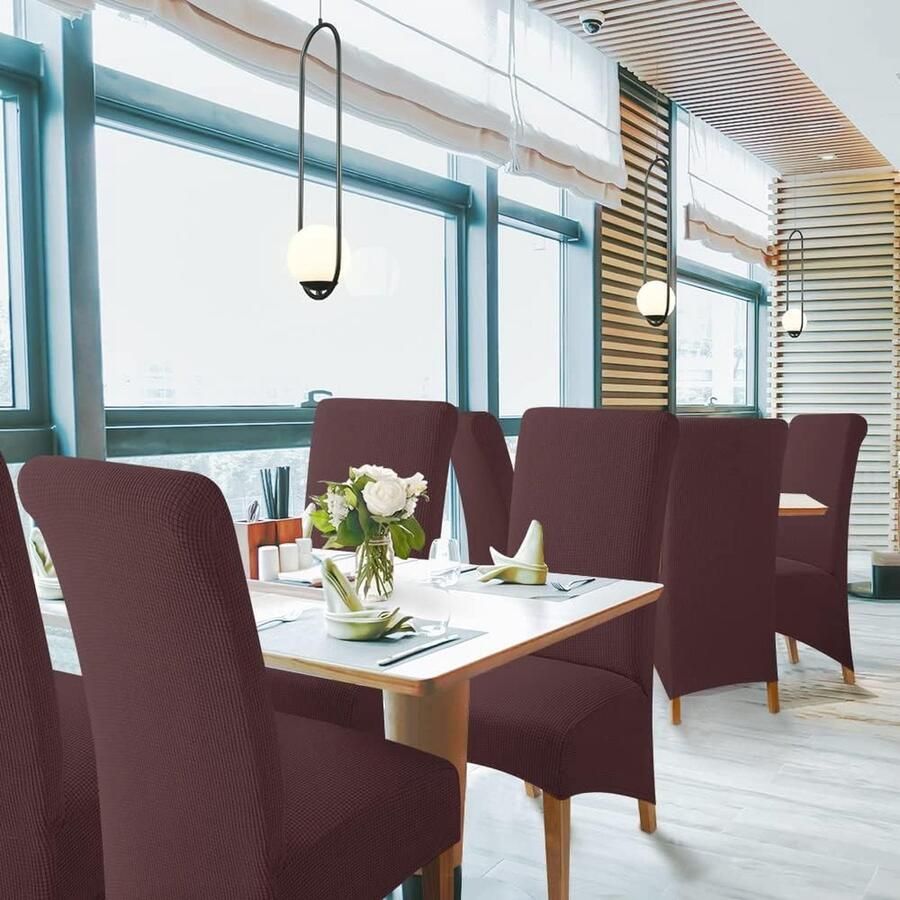 Stretch Stoelhoes Eetstoelhoezen XL Stoelhoezen voor Eetkamerstoel Verwijderbare Wasbare Stoelhoezen voor thuis restaurant hotel Decor (2 Stuks Bruin)-XL