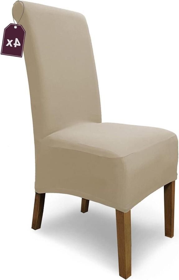 Stretch Stoelhoes Emma Set van 4 Elastische Stoelhoezen Vrijdragende Stoelen Microvezel Spanhoes Elegante Stoelhoezen Grijs