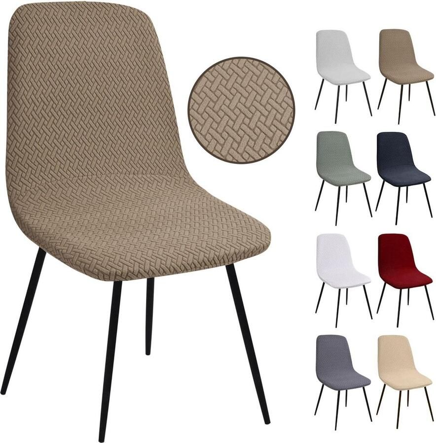 Stretch Stoelhoes Jacquard Set van 4 voor Eetkamer Universeel en Afneembaar