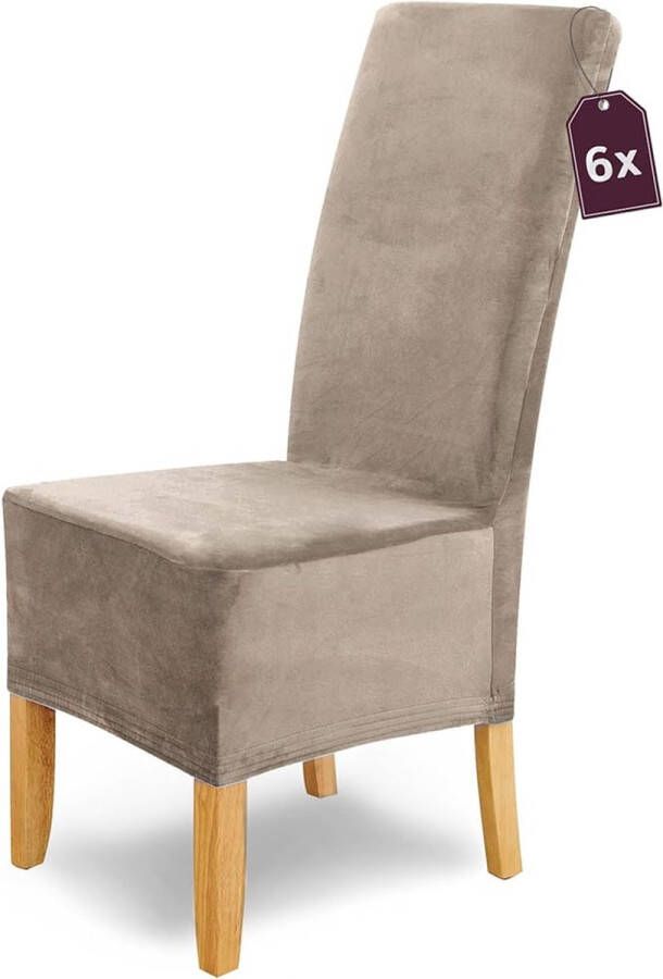 Stretch Stoelhoes Leon Set van 6 Elastische Suède Stoelhoes Stoelbekleding Vrijdragende Stoelen Spanhoes met Elastische Band Elegante Stoelhoezen - Foto 2