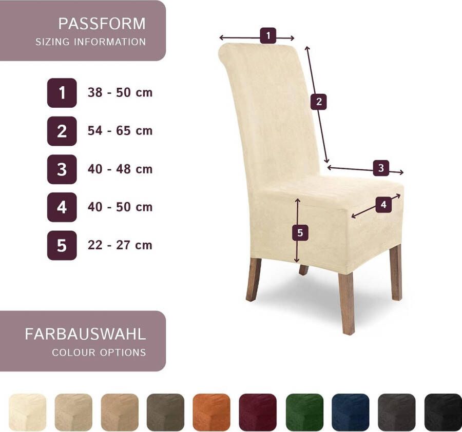 Stretch Stoelhoes Leon Set van 6 Elastische Suède Stoelhoes Stoelbekleding Vrijdragende Stoelen Spanhoes met Elastische Band Elegante Stoelhoezen