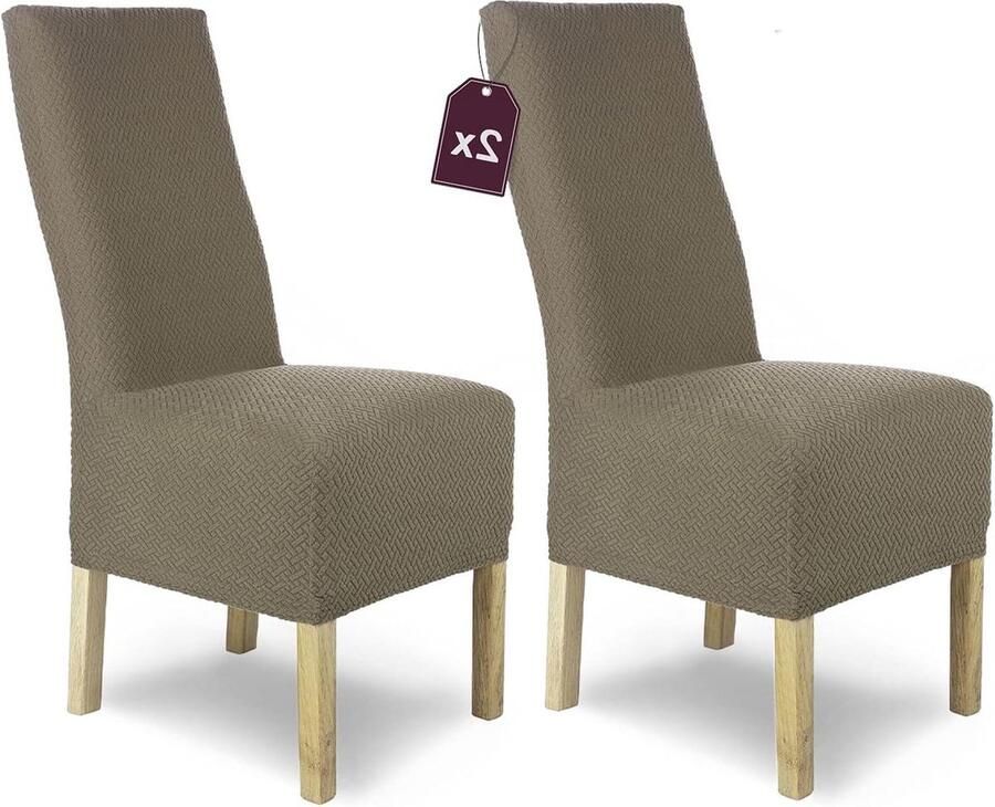 Stretch stoelhoes Luna-lang set van 2 elastische stoelhoezen vrijdragende stoelen microvezel spanhoes elegante stoelhoezen