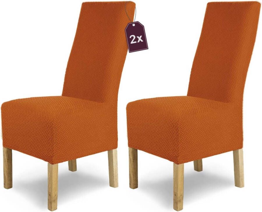 Stretch Stoelhoes Luna-Lang Set van 2 Elastische Stoelhoezen Stoelbekleding Vrijdragende Stoelen Microvezel Spanhoes met Elastische Band Elegante Stoelhoezen