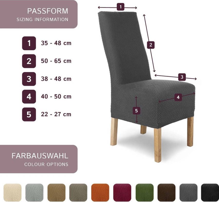 Stretch Stoelhoes Luna-Lang Set van 2 Elastische Stoelhoezen Stoelbekleding Vrijdragende Stoelen Microvezel Spanhoes met Elastische Band Elegante Stoelhoezen