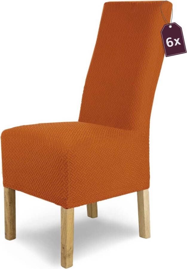Stretch Stoelhoes Luna-Lang Set van 6 Elastische Stoelhoezen Stoelbekleding Vrijdragende Stoelen Microvezel Spanhoes met Elastische Band Elegante Stoelhoezen