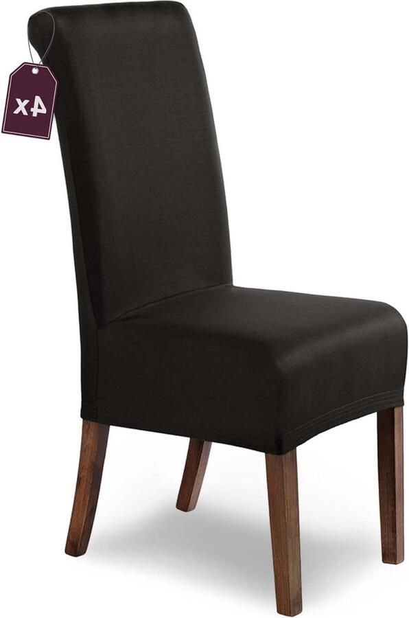 Stretch Stoelhoes Marie Set van 4 Elastische Stoelhoezen Stoelbekleding Vrijdragende Stoelen Microvezel Spanhoes Elegante Grijs