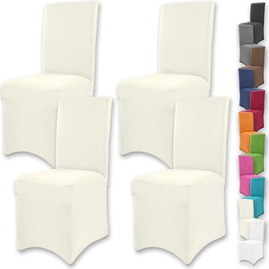 Stretch Stoelhoes Set van 4 Bi-elastische Pasvorm voor Ronde en Hoekige Stoelen Oeko-Tex Gerecycled