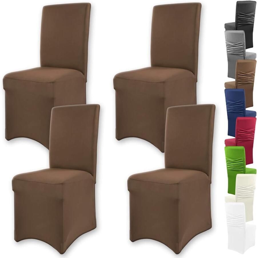 Stretch Stoelhoes Set van 4 voor Ronde en Hoekige Stoelen Bi-Elastische Pasvorm met Öko-Tex Certificaat
