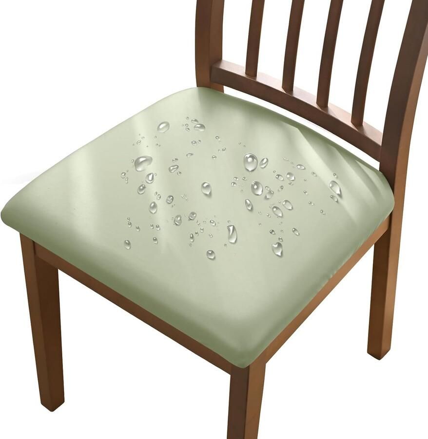 Stretch Stoelhoes Set voor Eetkamerstoelen Waterdicht Wasbaar en Perfecte Pasvorm 4 6 Stuks Lichtgroen