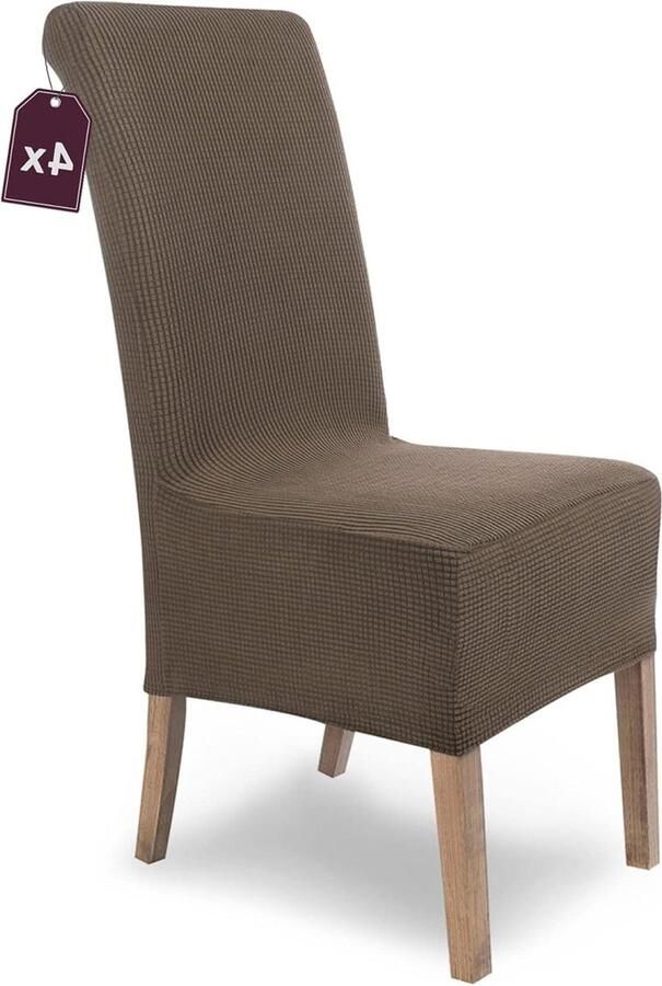 Stretch Stoelhoes Sofia Set van 4 Elastische Stoelhoezen Stoelbekleding Vrijdragende Stoelen Microvezel Spanhoes met Elastische Band Elegante Stoelhoezen Grijs