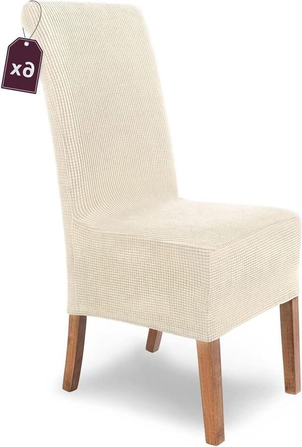 Stretch Stoelhoes Sofia Set van 6 Elastische Stoelhoes Vrijdragende Stoelen Microvezel Spanhoes Elegante Stoelhoezen