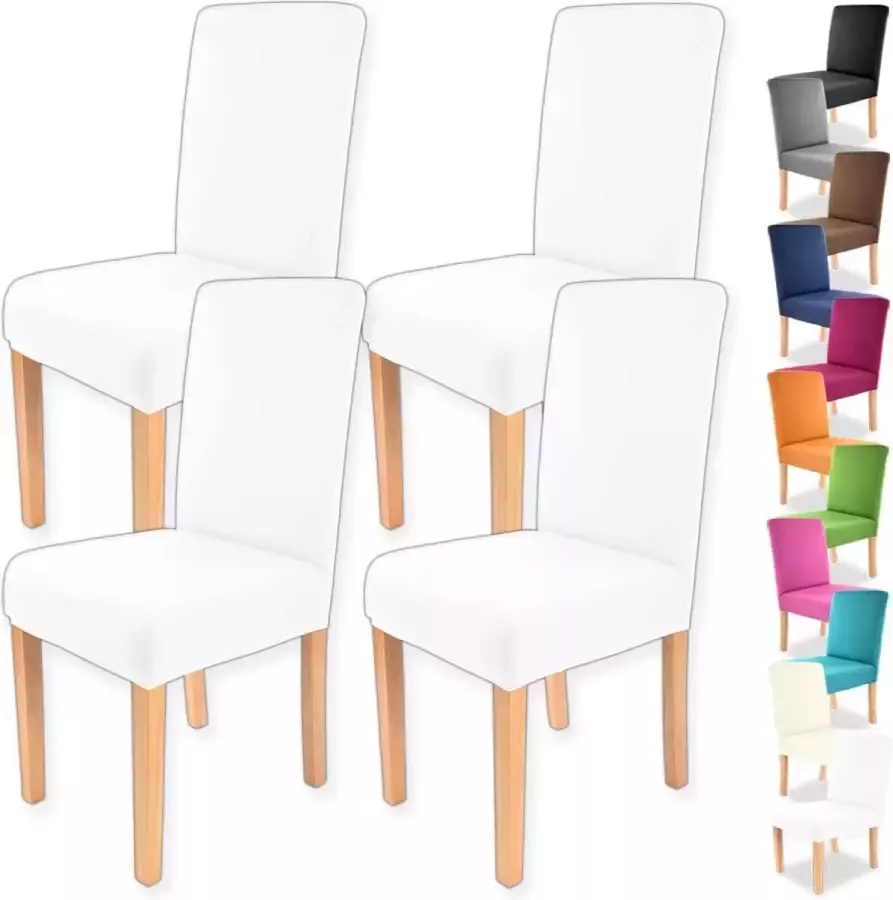 Stretch-stoelhoes voordeelverpakking set van 4 ronde en hoekige stoelleuningen bi-elastische pasvorm met zegel van Öko-Tex-standaard 100: getest en betrouwbaar (oranje)