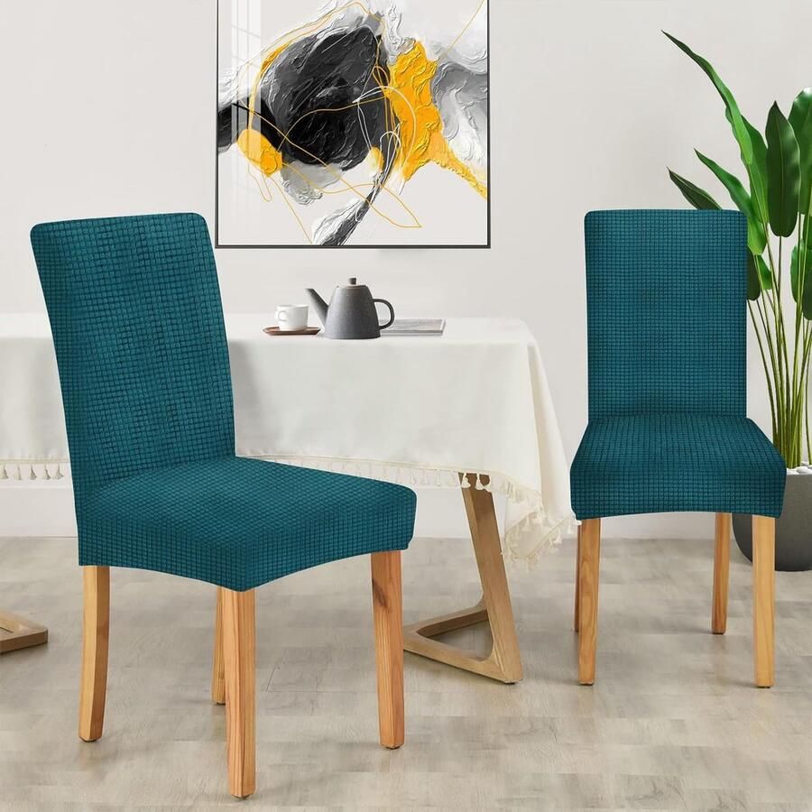 Stretch Stoelhoezen 2 Stuks Moderne Elastische Stoelhoes Universele Eetstoelhoezen Voor Eetkamerstoel Verwijderbare Wasbare Eetkamerstoelhoezen Voor Thuis Restaurant Hotel Groen
