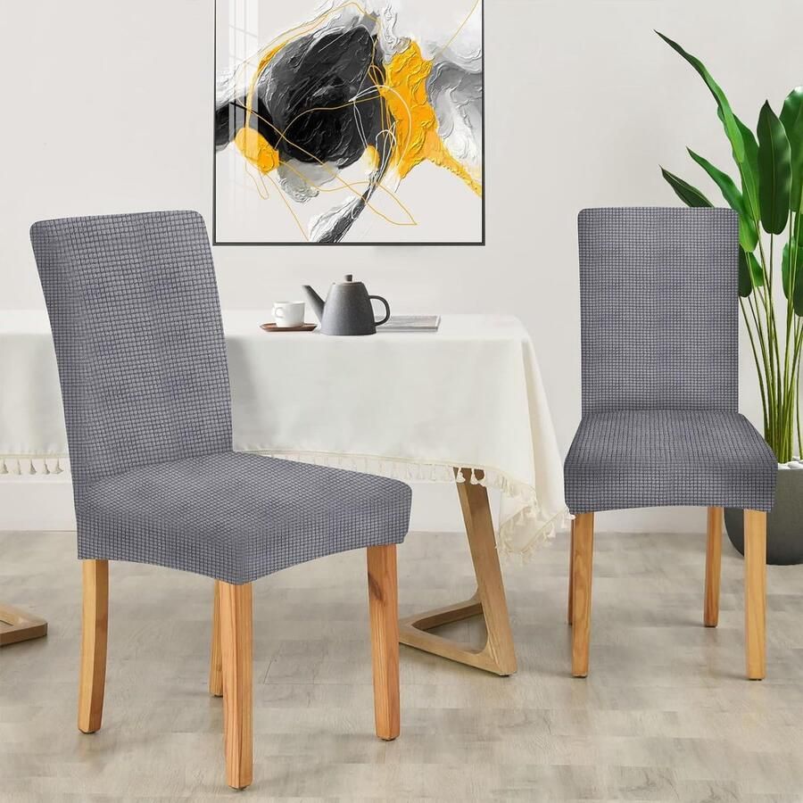 Stretch Stoelhoezen 2 Stuks Moderne Elastische Stoelhoes Universele Eetstoelhoezen Voor Eetkamerstoel Verwijderbare Wasbare Eetkamerstoelhoezen Voor Thuis Restaurant Hotel Lichtgrijs