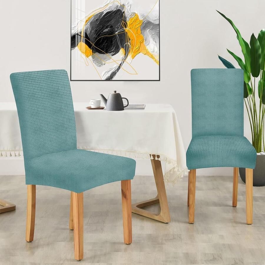 Stretch Stoelhoezen 2 Stuks Moderne Elastische Stoelhoes Universele Eetstoelhoezen Voor Eetkamerstoel Verwijderbare Wasbare Eetkamerstoelhoezen Voor Thuis Restaurant Hotel Lichtblauw