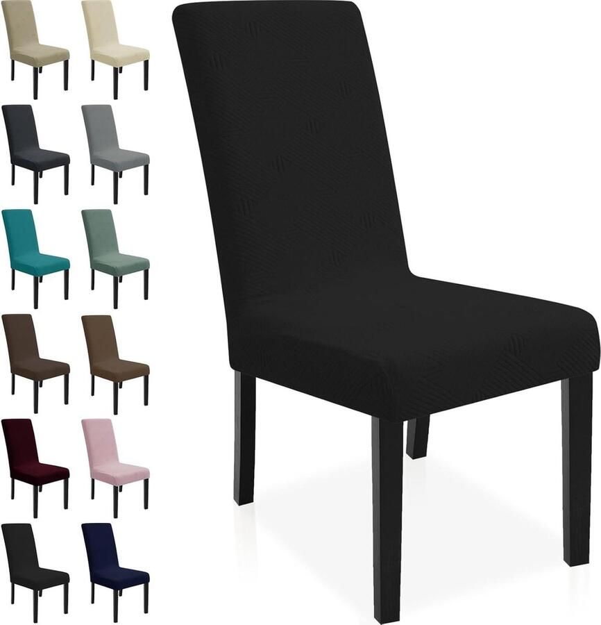 Stretch Stoelhoezen 2 Stuks Moderne Elastische Stoelhoes voor Eetstoel Universele Eetkamerstoelhoezen Verwijderbare Wasbare Stoelhoezen Thuis Restaurant Hotel Zwart Stoelhoezen