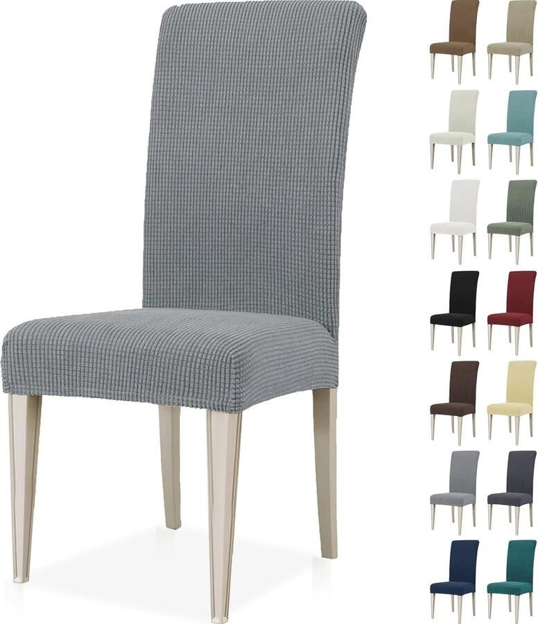 Stretch Stoelhoezen 4 Stuks Moderne Elastische Eetstoelhoes Verwijderbaar en Wasbaar Universeel Lichtgrijs