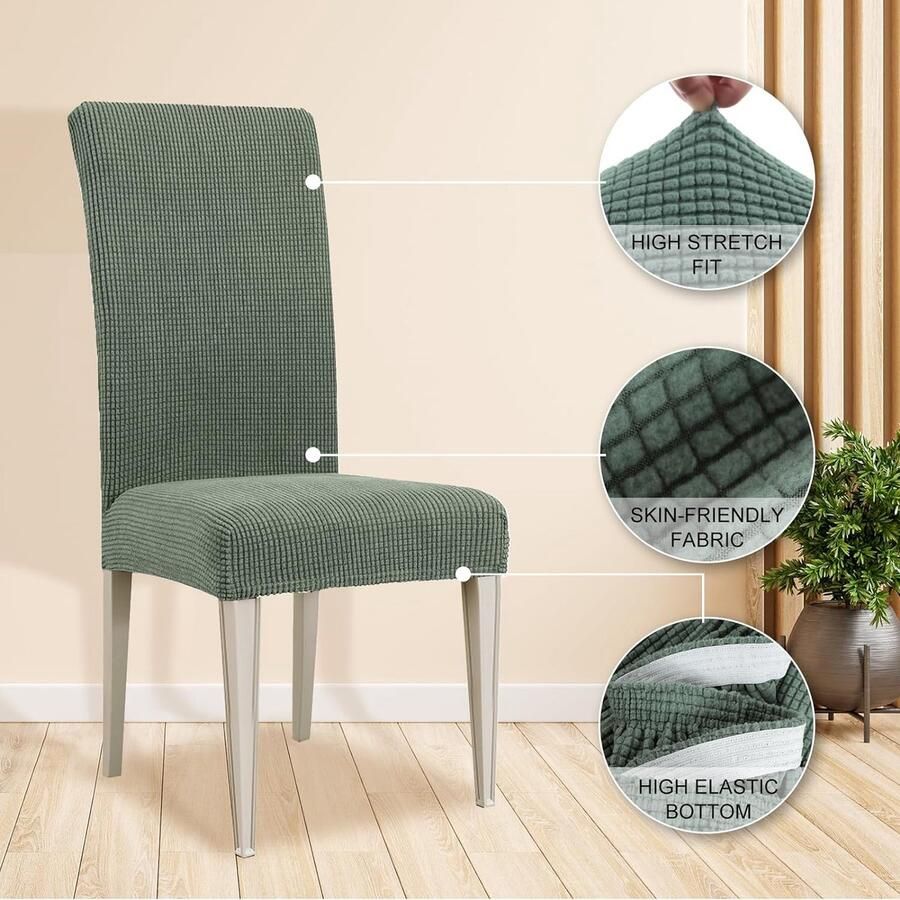 Stretch Stoelhoezen 4 Stuks Moderne Elastische Stoelhoes Universele Eetstoelhoezen Voor Eetkamerstoel Verwijderbare Wasbare Eetkamerstoelhoezen Voor Thuis Restaurant Hotel Lichtgroen
