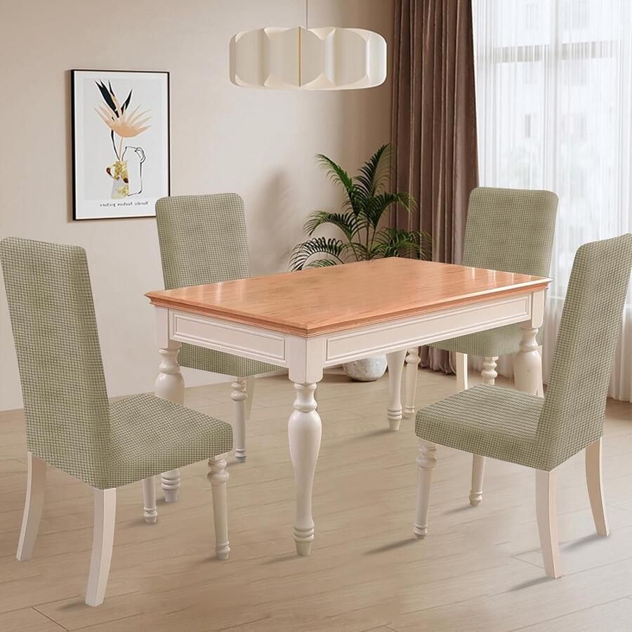 Stretch Stoelhoezen 4 Stuks Moderne Elastische Stoelhoes Universele Eetstoelhoezen Voor Eetkamerstoel Verwijderbare Wasbare Eetkamerstoelhoezen Voor Thuis Restaurant Hotel Khaki