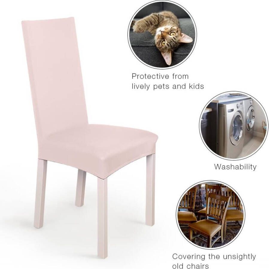 Stretch Stoelhoezen 4 Stuks Stoelhoes Stoelhoezen voor Eetkamerstoelen Verwijderbare Wasbare Eetstoelhoezen voor Hotel Eetkamer Banket Decor voor Bruiloftsfeest(4 Stuks Lichtroze)