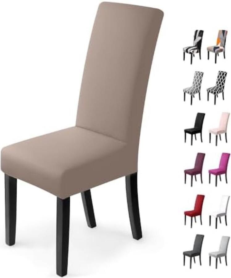 Stretch Stoelhoezen 4 Stuks Stoelhoes Stoelhoezen voor Eetkamerstoelen Verwijderbare Wasbare Eetstoelhoezen voor Hotel Eetkamer Banket Decor voor Bruiloftsfeest(Khaki)