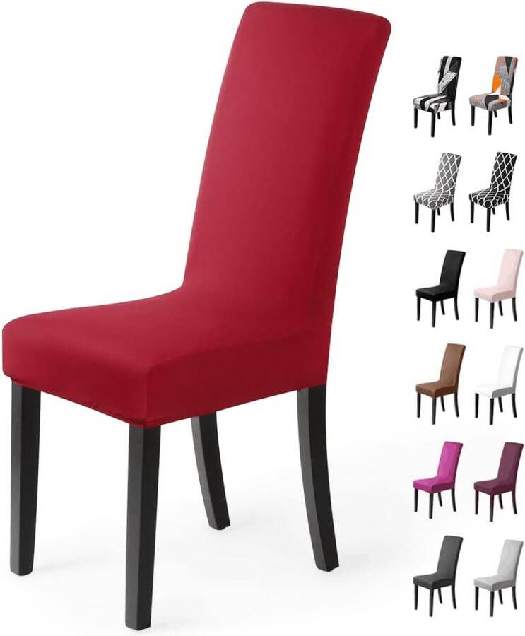 Stretch Stoelhoezen 6 Stuks Stoelhoes Stoelhoezen voor Eetkamerstoelen Verwijderbare Wasbare Eetstoelhoezen voor Hotel Eetkamer Banket Decor voor Bruiloftsfeest(6 Stuks Rood)