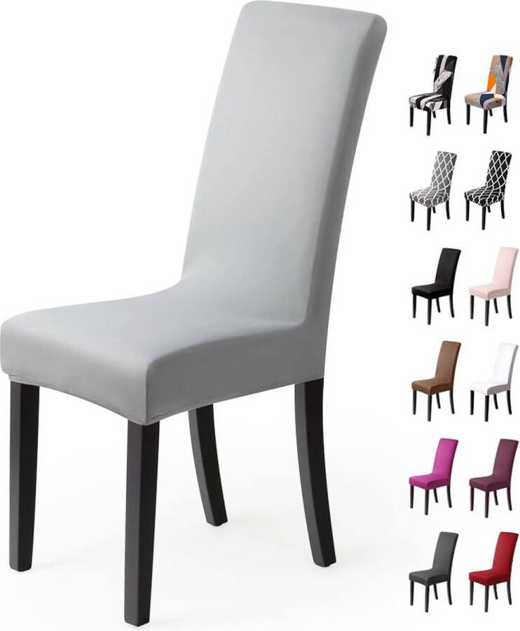 Stretch Stoelhoezen 6 Stuks Stoelhoes Stoelhoezen voor Eetkamerstoelen Verwijderbare Wasbare Eetstoelhoezen voor Hotel Eetkamer Banket Decor voor Bruiloftsfeest(6 Stuks Lichtgrijs)