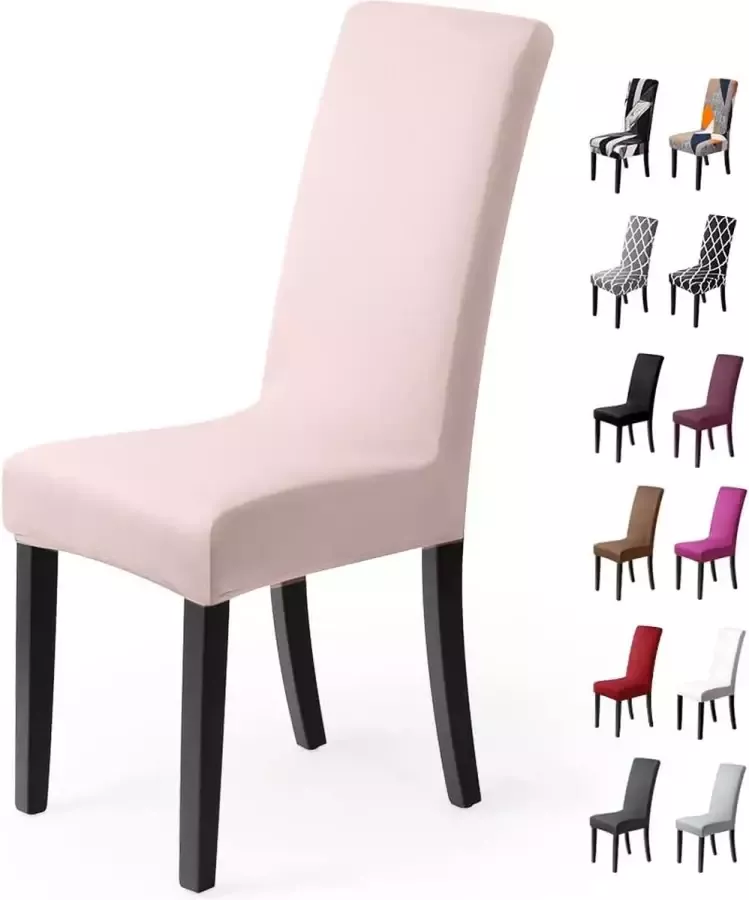 Stretch Stoelhoezen 6 Stuks Stoelhoes Stoelhoezen voor Eetkamerstoelen Verwijderbare Wasbare Eetstoelhoezen voor Hotel Eetkamer Banket Decor voor Bruiloftsfeest(6 Stuks Lichtroze)