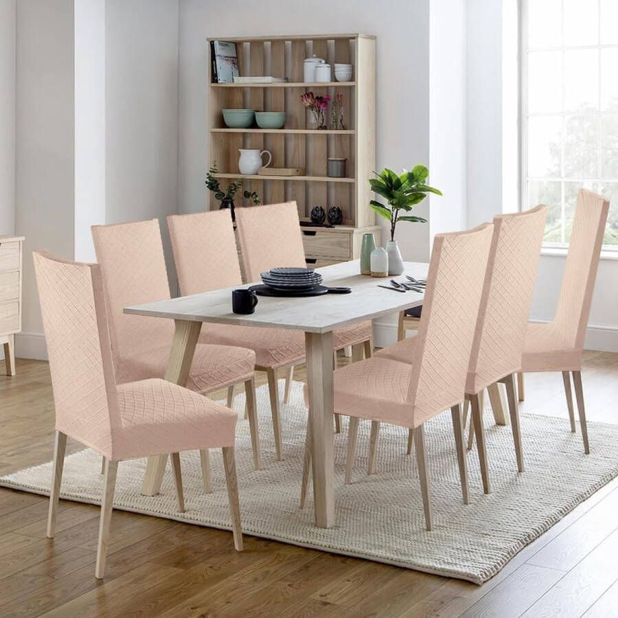 Stretch Stoelhoezen Elastische Moderne Stoelbeschermer Stoelhoezen Verwijderbare Wasbare Stoel Kussenovertrekken Jacquard Stoel Meubelbeschermers Hoezen voor Eetkamer Hotel(4 Stuks Kameel) N