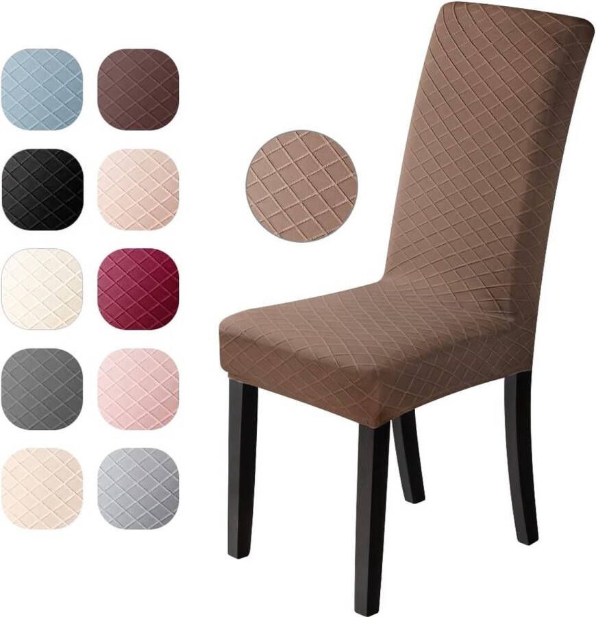 Merkloos Stretch Stoelhoezen Elastische Moderne Stoelbeschermer Stoelhoezen Verwijderbare Wasbare Stoel Kussenovertrekken Jacquard Stoel Meubelbeschermers Hoezen voor Eetkamer Hotel(4 Stuks Bruin) N