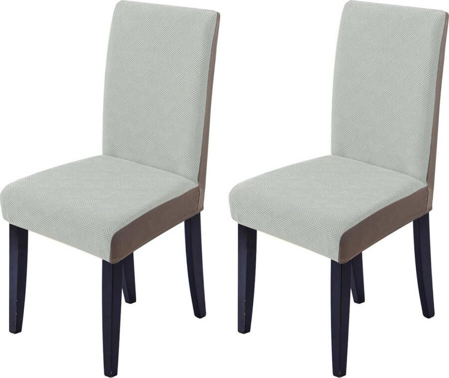 Stretch stoelhoezen set van 2 afneembare en wasbare stoelhoezen hoezen voor stoelen met rugleuning universele stoelhoes voor eettafel stoel bruiloft feestdecoratie (2 grijs en wit) - Foto 2