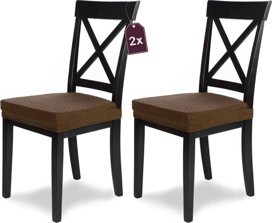 Stretch stoelhoezen set van 2 elastische flanellen stoelhoezen eetkamerstoel elegante stoelhoezen voor stoelen stoelen bruin fluweel met elastiek