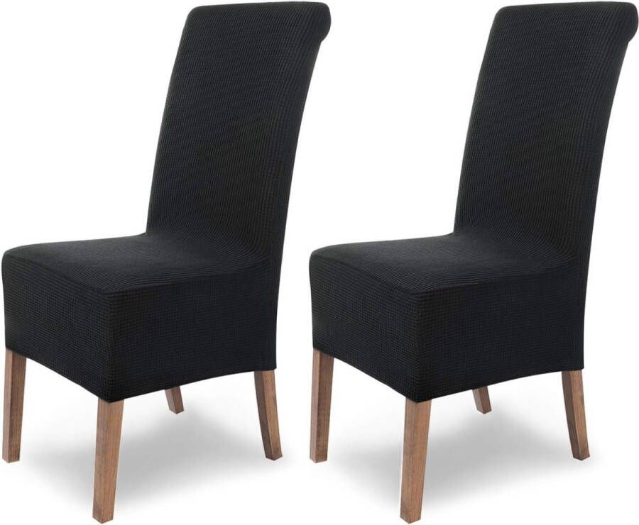 Stretch stoelhoezen set van 2 zwarte elastische stoelhoezen schommelstoelen flanellen stretch stoelhoezen met hoge rugleuning en elastische band