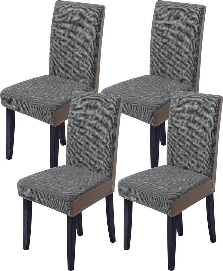 Stretch stoelhoezen set van 4 afneembaar en wasbaar hoezen voor stoelen met rugleuning universele stoelhoes voor eettafelstoel bruiloft feestdecoratie (4 donkergrijs)
