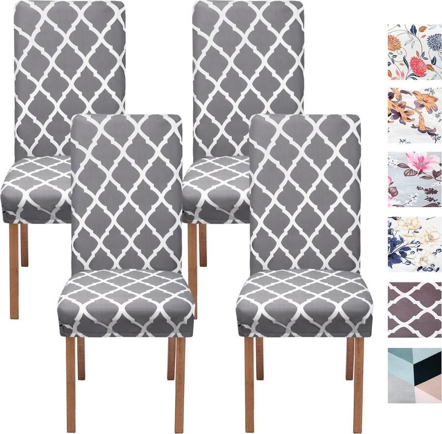 Stretch stoelhoezen set van 4 bedrukte stoelhoezen afneembare wasbare stoelbescherming decoratie universele stoelhoes voor hotel restaurant keuken feest huis banket bruiloft